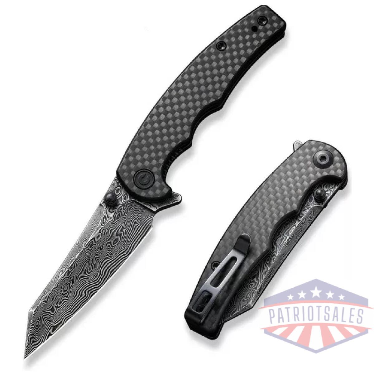 Civ-c21043-ds1. Webp - civivi p87 folder flipper knife carbon fiber & g10 handle (2. 90"" damascus blade) c21043-ds1 - civ c21043 ds1