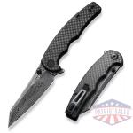CIVIVI P87 Folder Flipper Knife Carbon Fiber & G10 Handle (2.90"" Damascus Blade) C21043-DS1