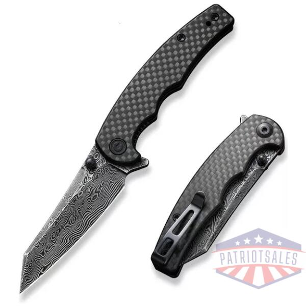 CIVIVI P87 Folder Flipper Knife Carbon Fiber & G10 Handle (2.90"" Damascus Blade) C21043-DS1