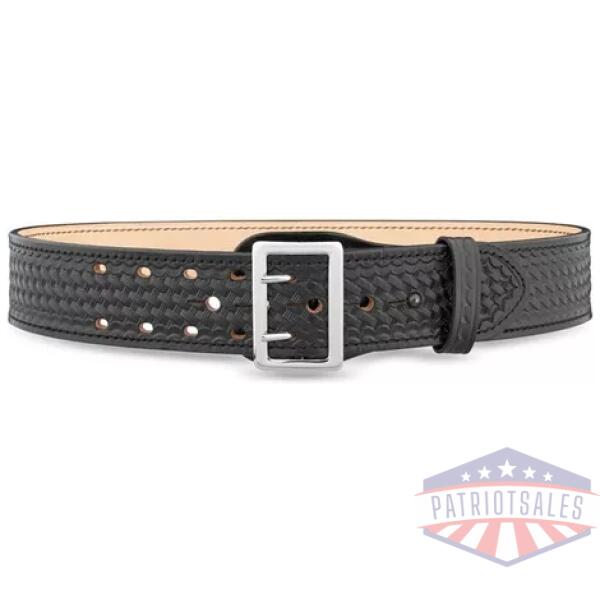2-1/4"" Basketweave Leather Sam Brown 2 Row Stitch Duty Belt with Nickel Buckle