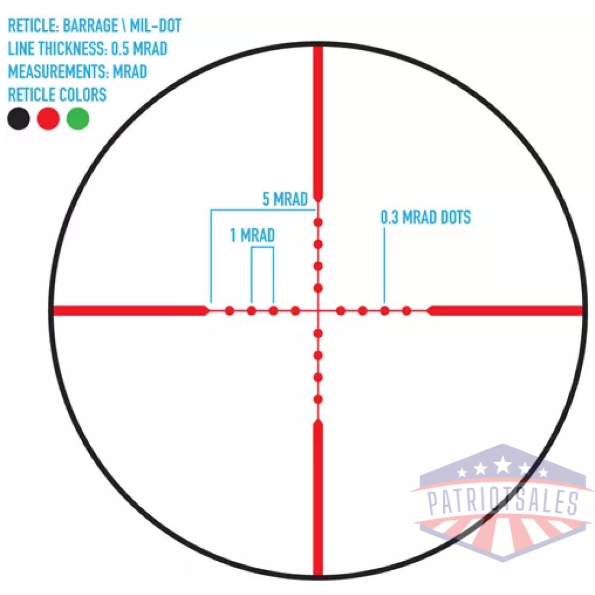 Ff13064_reticle. Webp - firefield barrage 2. 5-10x40 - riflescope mil-dot reticle - ff13064 reticle