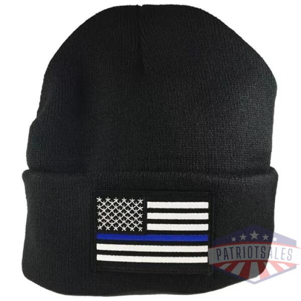 Thin Blue Line Flag Embroidered Beanie