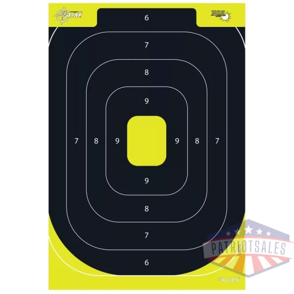 Allen EZ Aim Splash Reactive Paper Target IPSC Silhouette 12.5"x18.25" Yellow and Black 30 per Pad