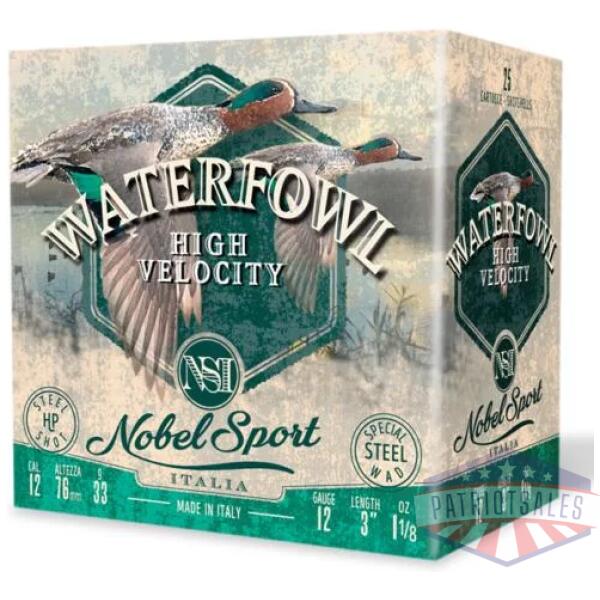 Nobel Sport Steel Waterfowl High Velocity Shotshells 12ga 3" 1-1/8oz 1500 fps #2 25/ct