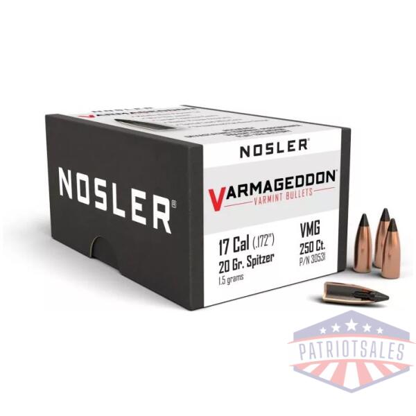 Nosler VarMageddon Bullets .17 cal .172" 20 gr FB-TIPPED 250/ct