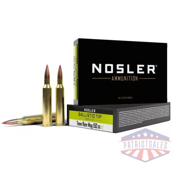 Nosler Ballistic Tip Rifle Ammunition 7mm Rem Mag 150gr BT 3050 fps 20/ct