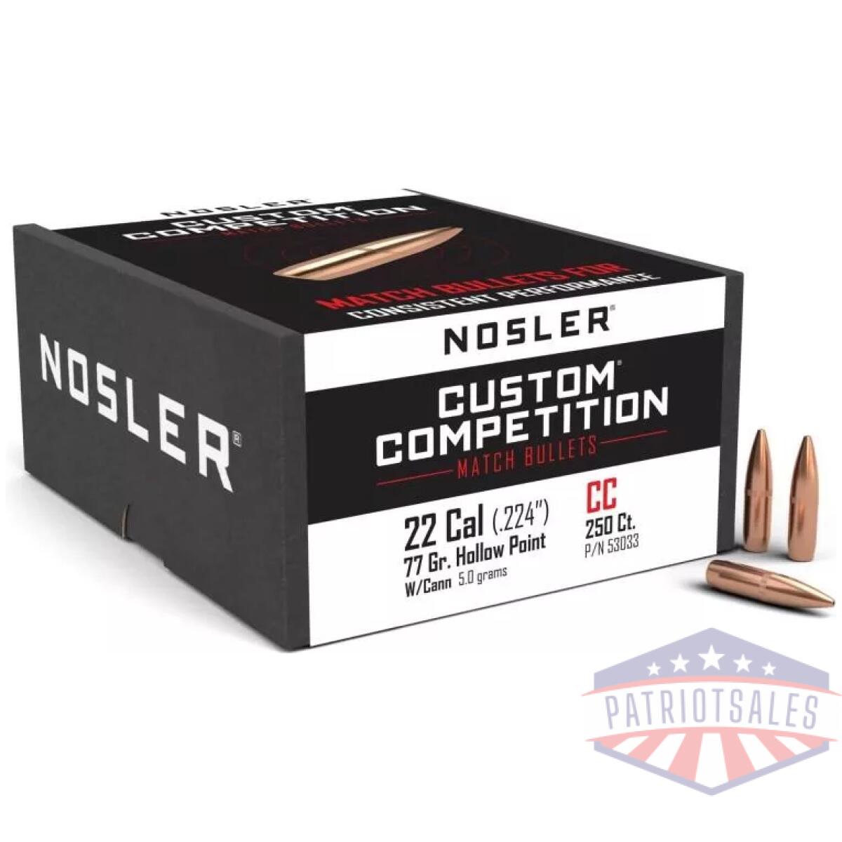 Https3a2f2fmedia. Chattanoogashooting. Com2fimages2fproduct2fno530332fno53033-1. Webp - nosler custom competition bullets. 22 cal. 224" 77 gr hpbt w cann 250/ct - https3a2f2fmedia. Chattanoogashooting. Com2fimages2fproduct2fno530332fno53033 1