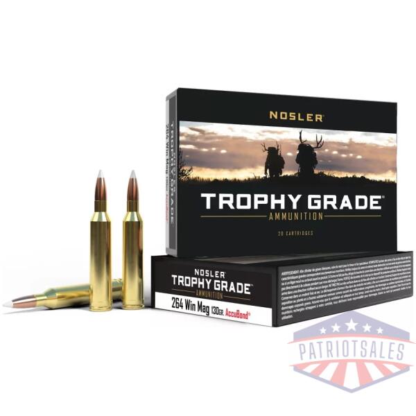 Nosler Trophy Grade Rifle Ammunition .264 Win 130 gr AB 3100 fps - 20/ct