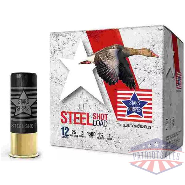 PPU Stars & Stripes Steel Shotshell 12ga 3''  1-1/8 oz 1500 fps #1 25/ct