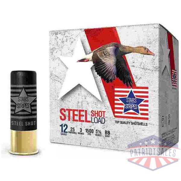 PPU Stars & Stripes Steel Shotshell 12ga 3''  1-1/8 oz 1500 fps #BB 25/ct
