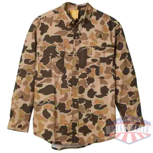 Browning Wasatch-CB Shirt Button-Front 2 Pocket Vintage Tan Camo M