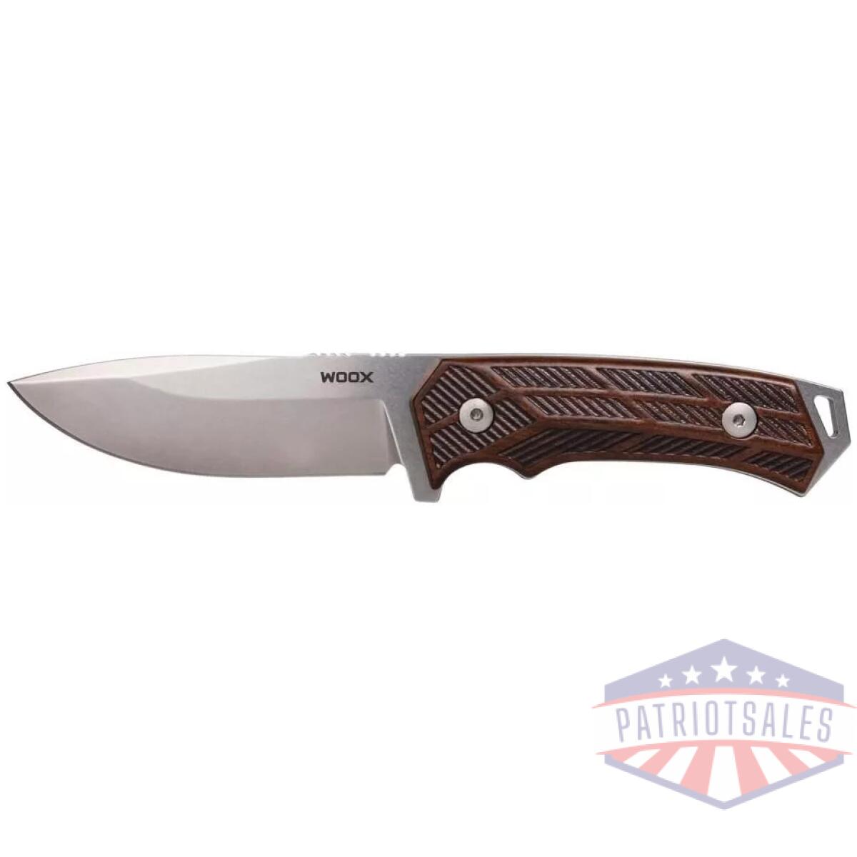 Woox rock62 fixed knife 4-1/4" drop point blade walnut checkered - image 1