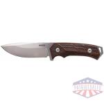 WOOX Rock62 Fixed Knife 4-1/4" Drop Point Blade Walnut Checkered