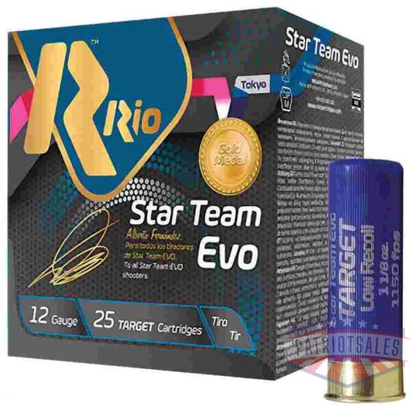 Rio Star Team EVO Shotgun Ammo 32 Low Recoil 12ga 2-3/4" 1150fps 1-1/8oz 8 Shot 25/ct