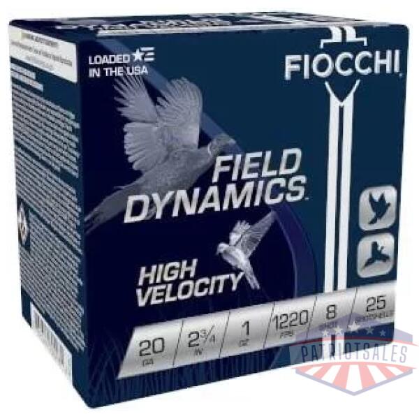 Fiocchi High Velocity Shotshells 20ga 2-3/4" 1oz #8 25/ct