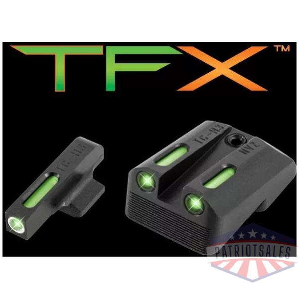 Truglo TFX Tritium/Fiber-Optic Day/Night Sights Fits Novak LoMount cut .270 Front / .500 Rear (1911 3_ Officers & 4.25_ Commander 9mm / .40S&W) - Whit