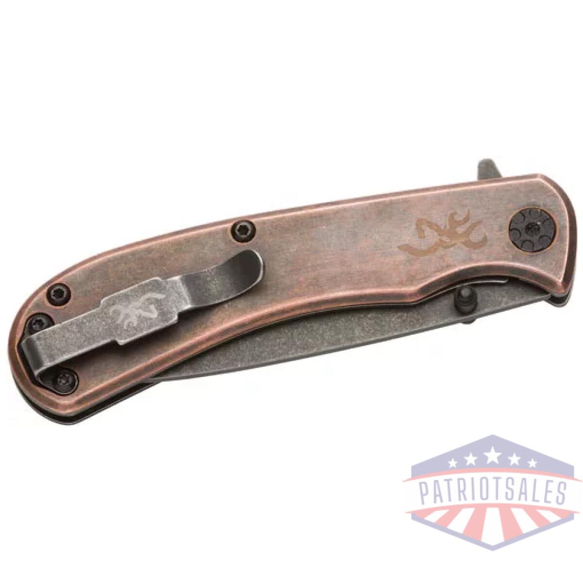 3220473_closed. Webp - browning knife rivet folder - 3" copper w/finger flipper - 3220473 closed