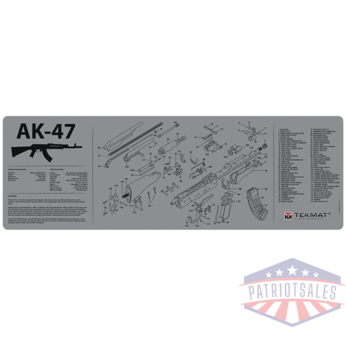36ak47gy. Webp - tekmat armorers bench mat - 12"x36" ak-47 grey - 36ak47gy