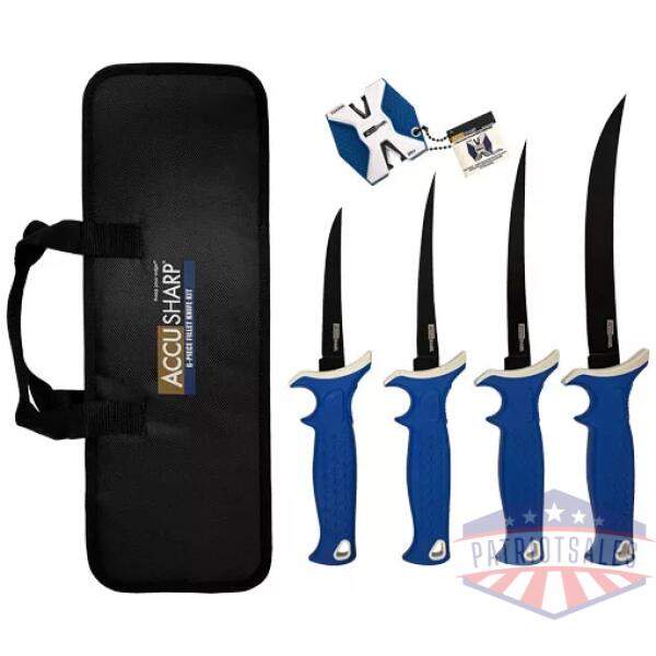 ACCUSHARP 6-PIECE FILLET KNIFE - KIT W/SHARPENER & ZIP CASE