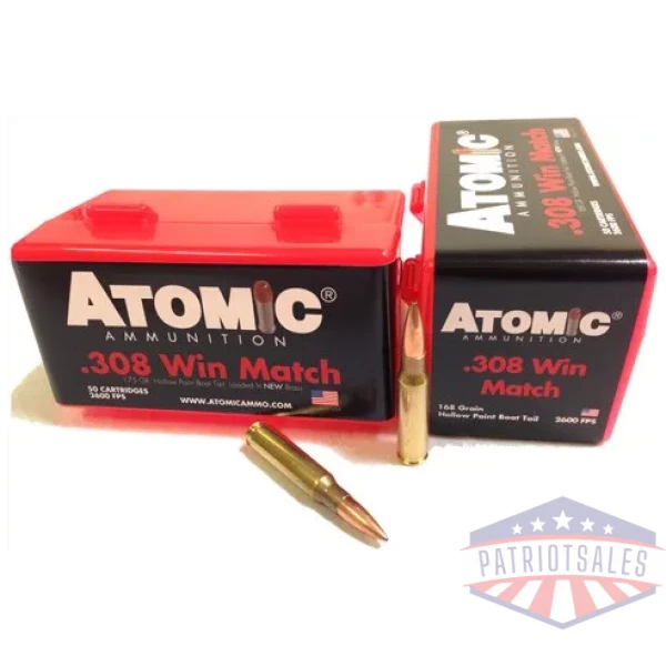 ATOMIC 308 WIN 168GR MATCH - BTHP 50RD 10BX/CS
