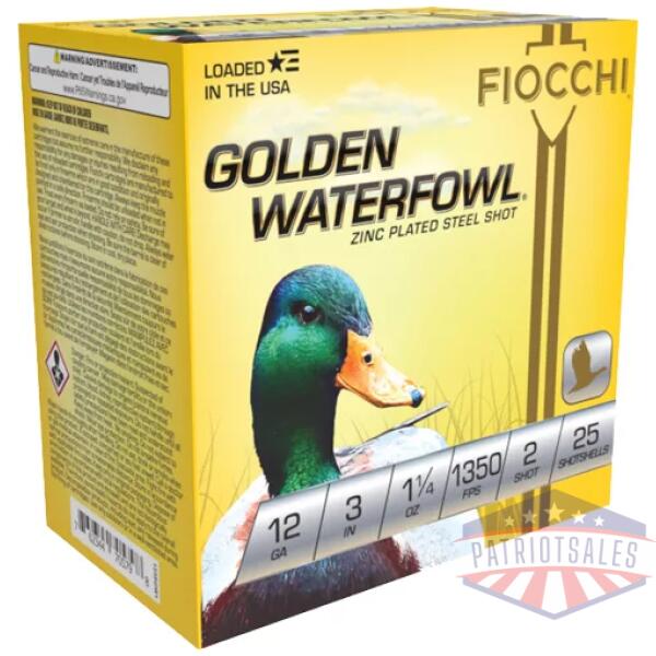 FIOCCHI GOLDEN WATERFOWL 12GA - 3" 1-1/4OZ #2 25RD 10BX/CS