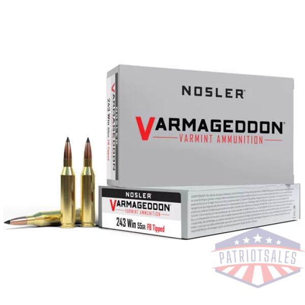 NOSLER VARMAGEDDON 243 WIN - 55GR FBT 20RD 10BX/CS