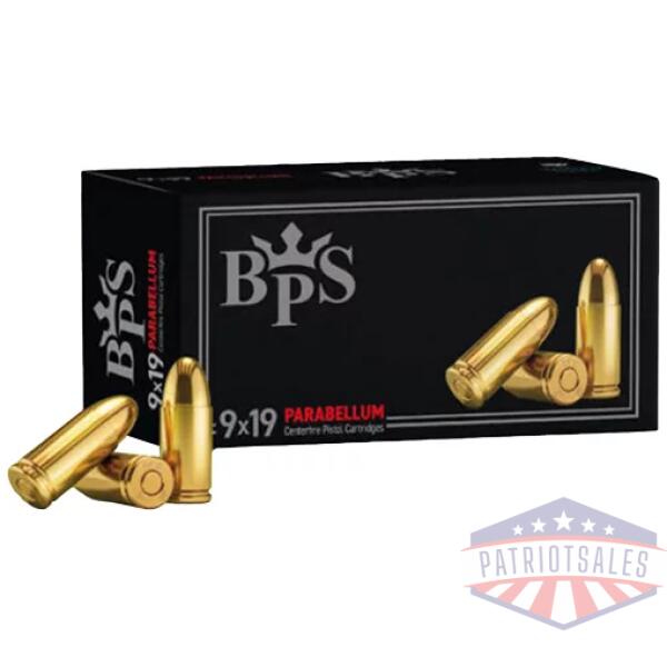 BPS 9MM 124GR FMJ 50RD - 20BX/CS BRASS CASE