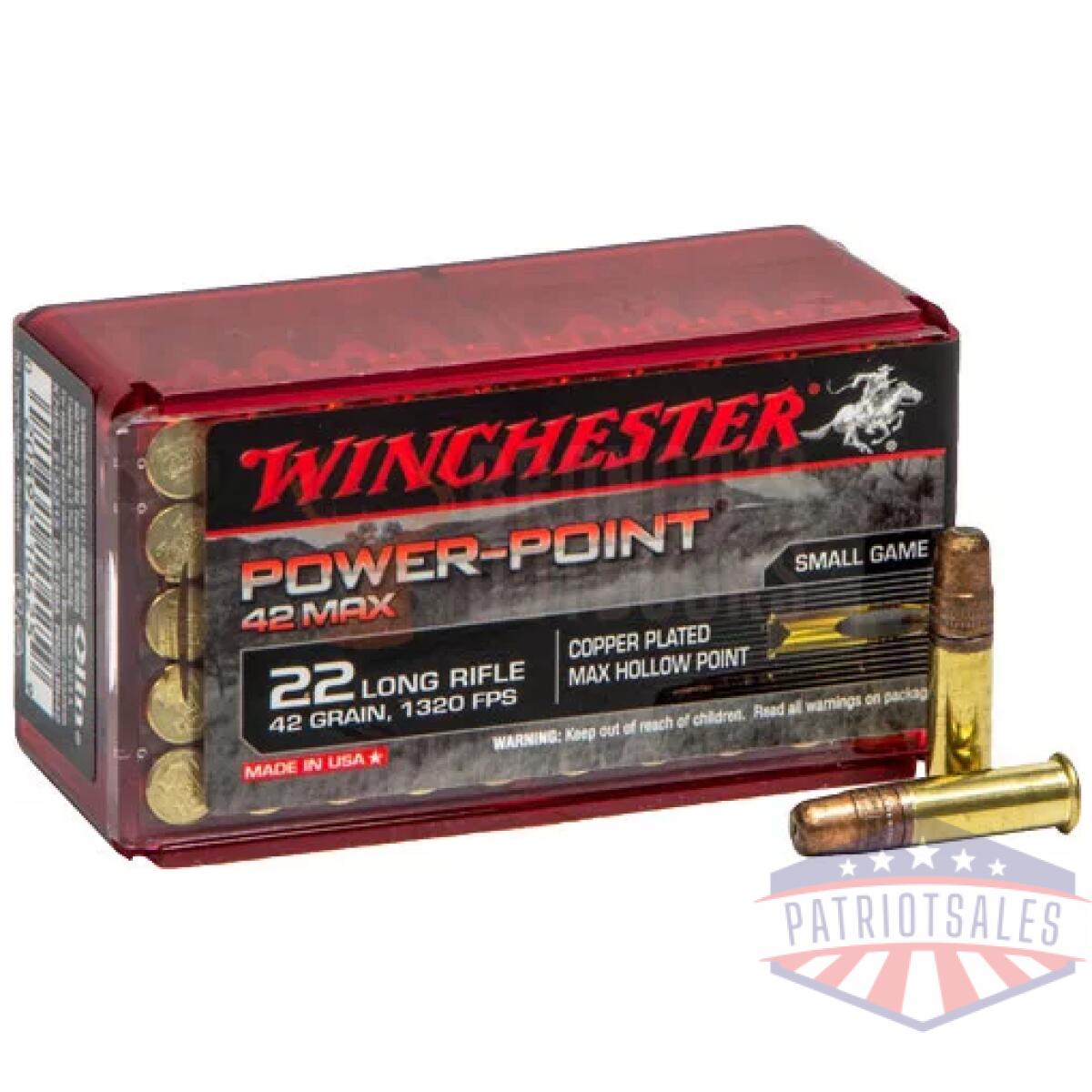 App22lrh42_4. Webp - winchester power point max - 22lr 42gr 50rd 40bx/cs - app22lrh42 4