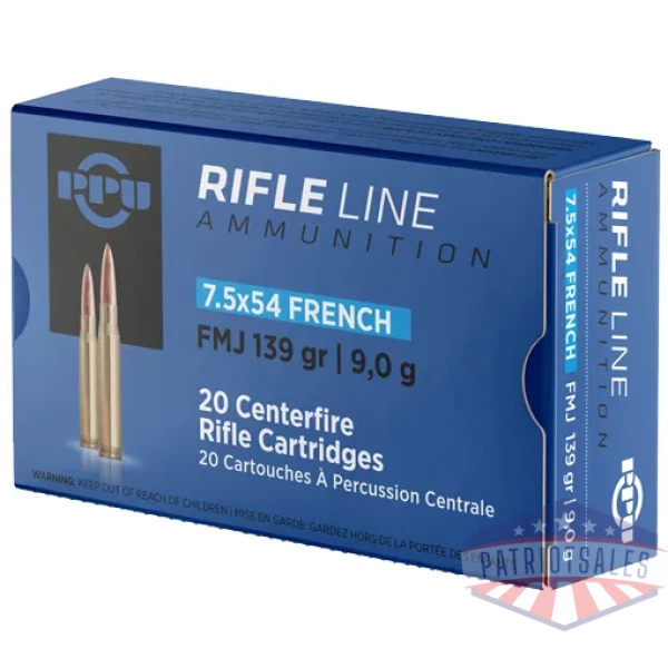 PPU 7.5X54 FRENCH MAUSER 139GR - FMJ 20RD 10BX/CS