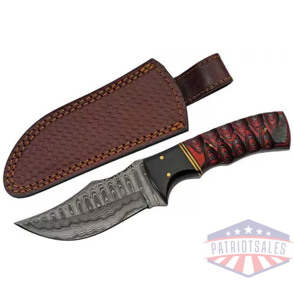 Dm1288. Webp - szco rite edge 4" buffalo horn - /twisted wood damascus w/shth - dm1288