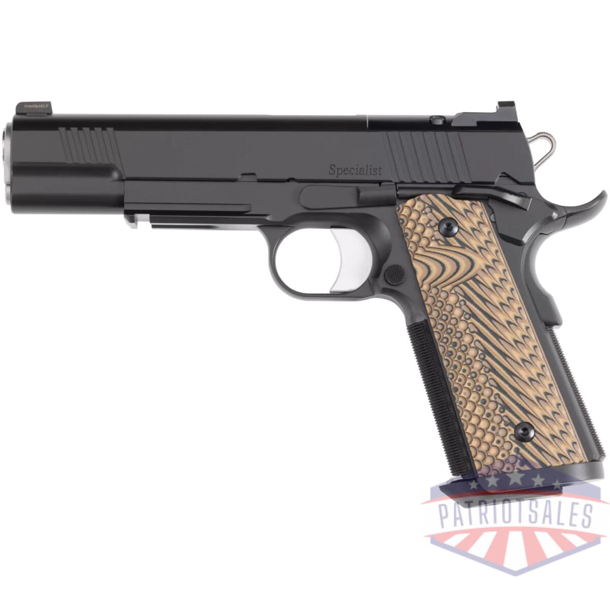Dw-01794le. Webp - full size frame 10mm auto 8+1 5â³ stainless match grade barrel, black duty optics ready/serrated steel slide, black duty steel frame w/picatinny rail, black/brown g10 grip - dw 01794le