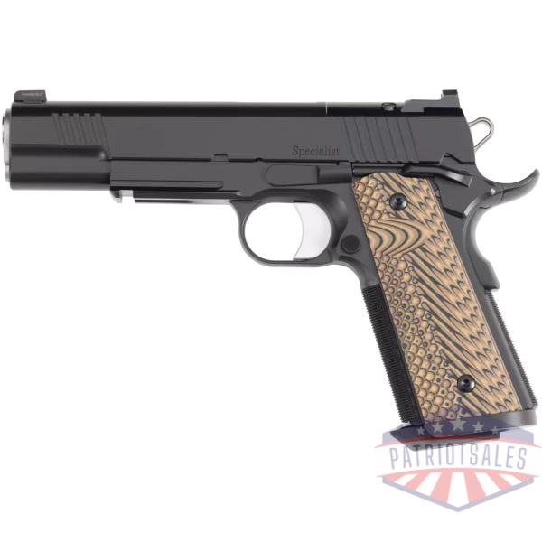 Full Size Frame 10mm Auto 8+1 5Â³ Stainless Match Grade Barrel, Black Duty Optics Ready/Serrated Steel Slide, Black Duty Steel Frame w/Picatinny Rail, Black/Brown G10 Grip