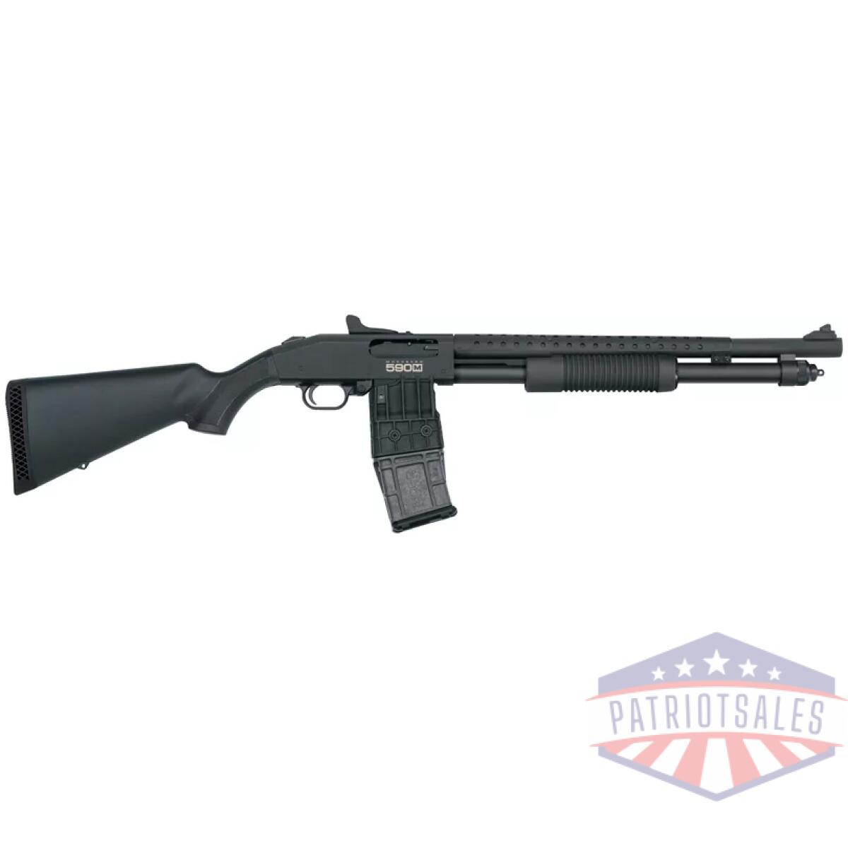 G50206. Webp - mossberg 590m mag-fed 12ga - 18. 5" 10rd ghost ring bld/syn - g50206