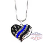 Thin Blue Line Heart Necklace