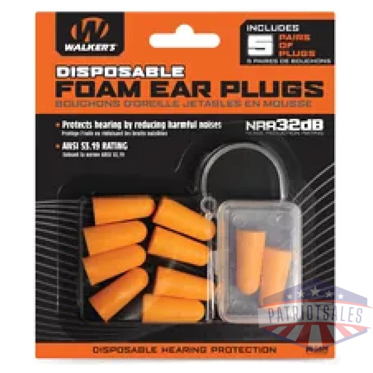 Walgwp-fp5pk_1-1. Webp - walker's foam ear plugs 5pk blister - walgwp fp5pk 1 1