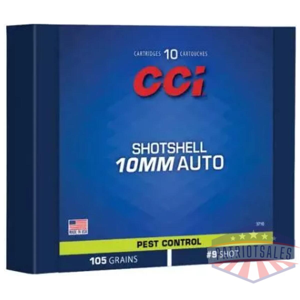 Cci pest control handgun shotshells 10mm auto 53gr #9 shot 890 fps 10/ct - image 1