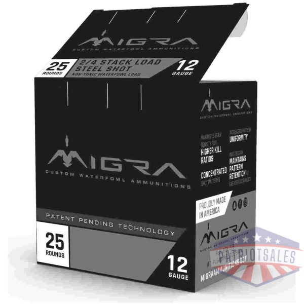 Migra Waterfowl Steel Shot Shotshell 20 ga 3" 1 oz 1350 fps #4 #6 25/ct