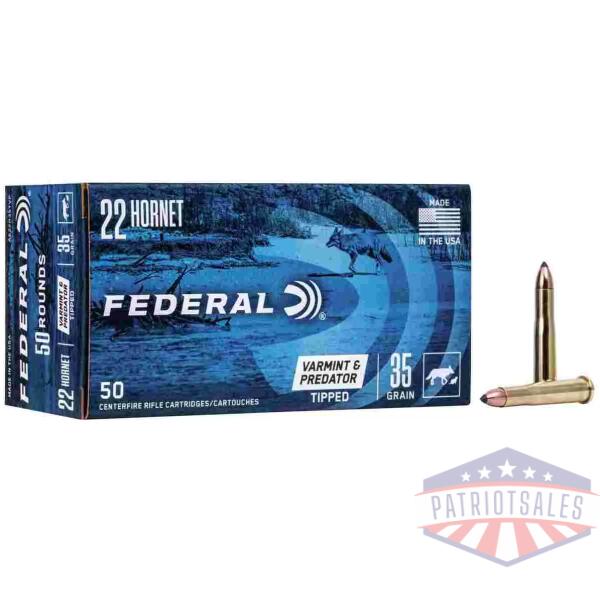 Federal American Eagle Varmint & Predator Rifle Ammunition .22 Hornet 35 gr Vtip 3000 fps 50/ct