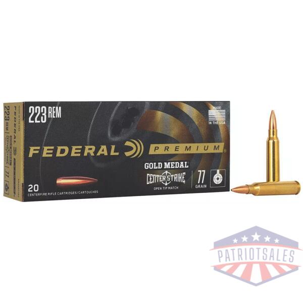 Federal Gold Medal CenterStrike Rifle Ammunition .223 Rem 77gr OTM 2600 fps 20/ct