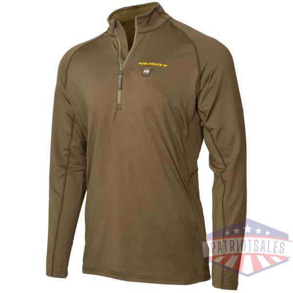 Muddy Nucleus Heated Quarter Zip Long Sleeve Shirt Brown Clay S