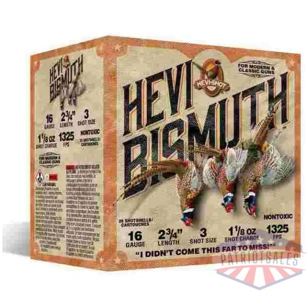 HEVI-Shot HEVI-Bismuth Upland Shotshells 16ga 2-3/4" 1-1/4oz 1325 fps #3 25/ct