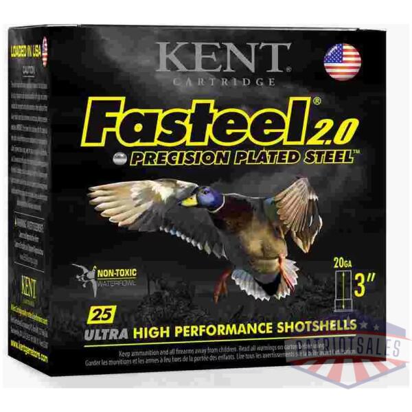 Kent Fasteel 2.0 Shotshells 20 ga 3" 7/8oz 1550 fps #2 25/ct