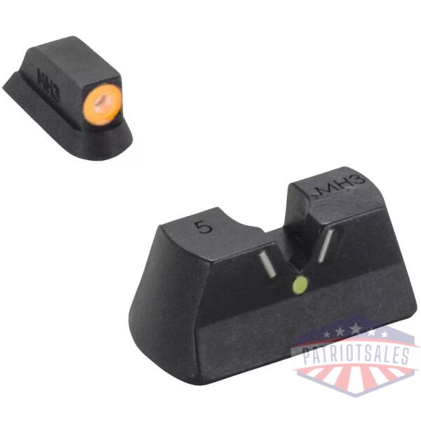 Meprolight Hyper Bright V-Sight Fixed Pistol Set for CZ 75/85/97/SP01 Green with Orange Front
