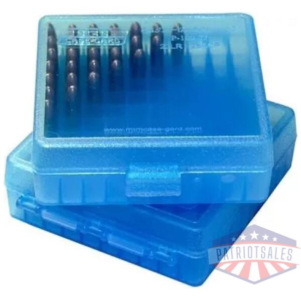 MTM Flip Top Ammo Box for .44 Rem Mag 100rd Clear Blue