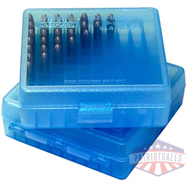 MTM Flip Top Ammo Box for 40/10mm/.45 ACP 100rd Clear Blue