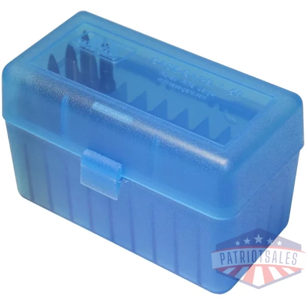 MTM Flip Top Ammo Box for .22-.250/6mm PPC/7mm BR 50rd Clear Blue