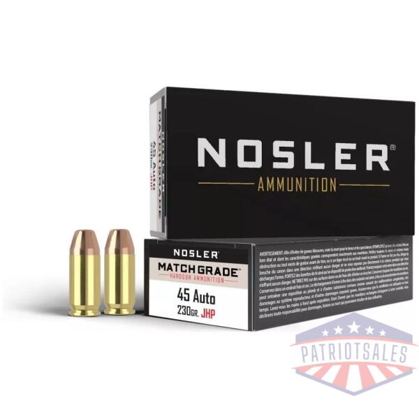 Nosler Match Grade Handgun Ammo .45 ACP 230 gr JHP 850 fps 50/box