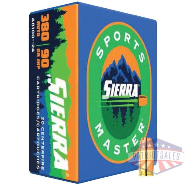 Sierra Sports Master Handgun Ammunition .380 Auto 90 gr JHP 990 fps 20/ct
