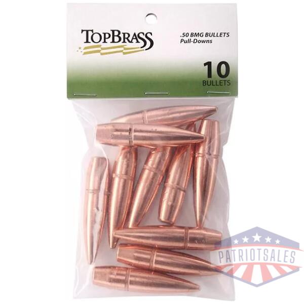 Top Brass Pull-Down Bullets .50 BMG 647gr FMJ 10/ct
