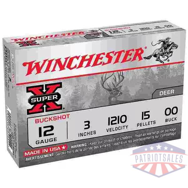 Winchester Super-X Buckshot Shotshells 12 ga 3" 1210 fps #00 15/ct